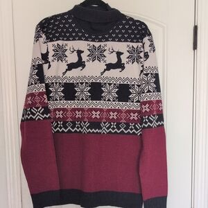 Unk Men's Festive Turtleneck Sweater - Black, White, Burgundy